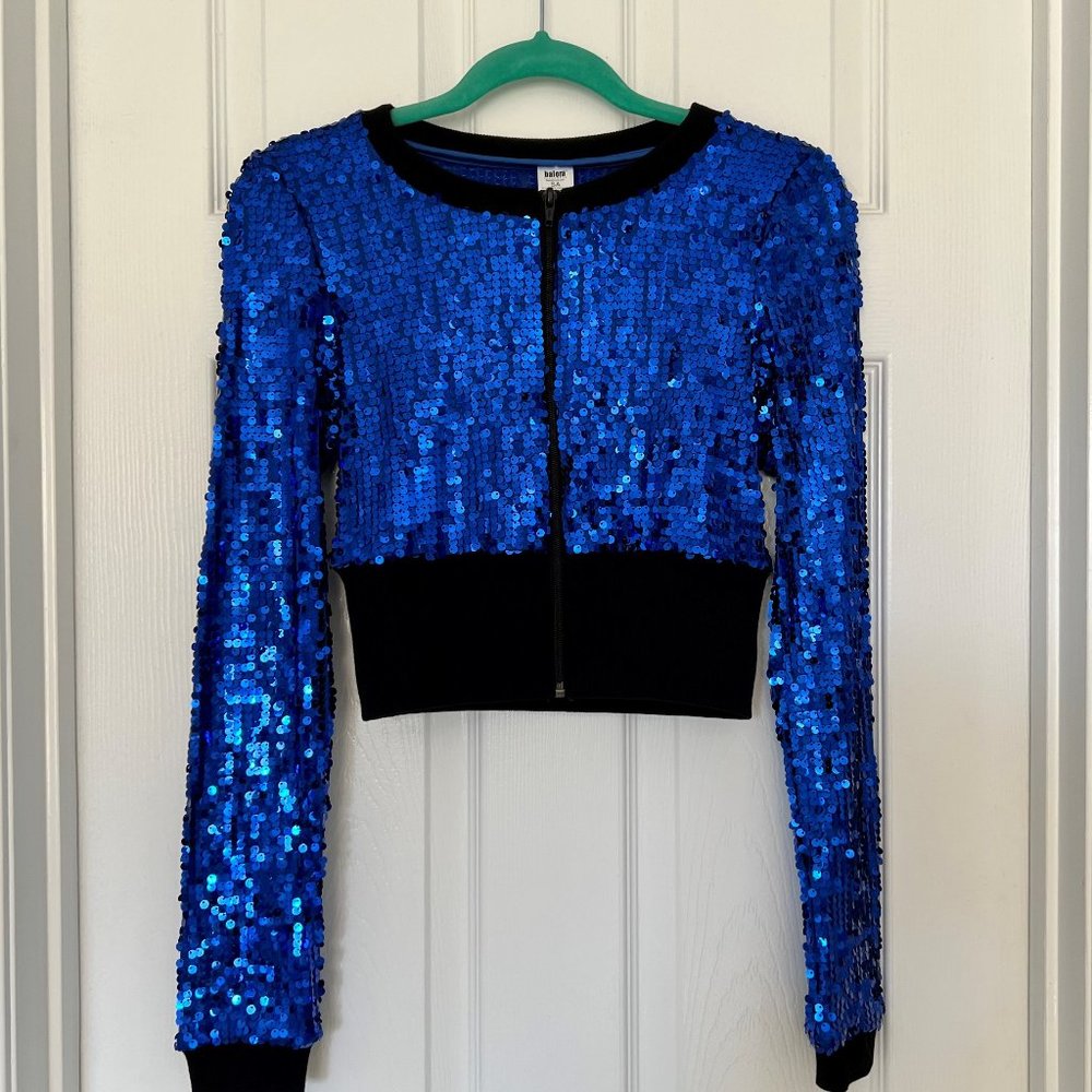 Balera Cropped Dance Jacket - Blue Sequins